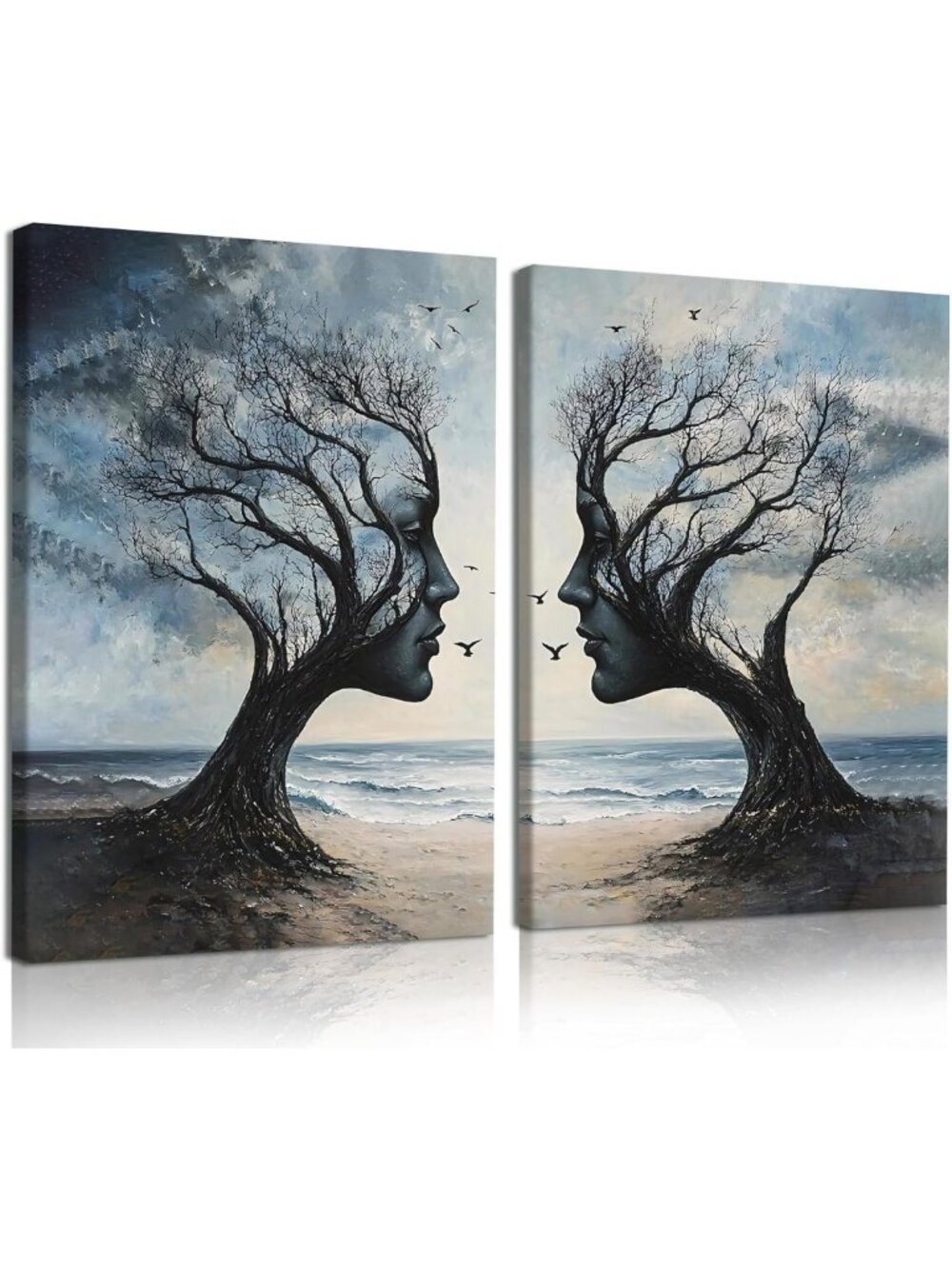 2-Piece Tree of Life Canvas Wall Art Set - Surrealist Nature Decor for Home